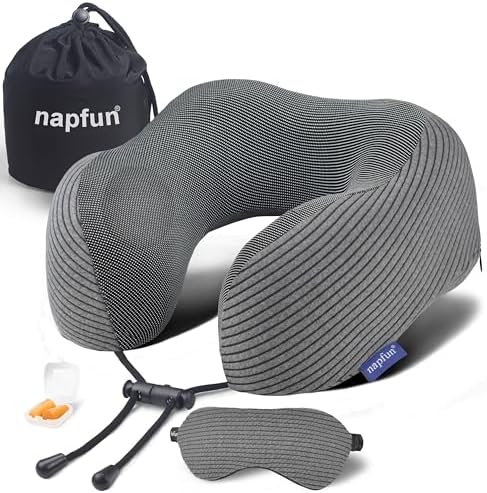 Napfun Travel Pillow Memory Foam Neck Pillow for Airplane