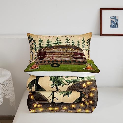Erosebird Camping Comforter Set for Boys Girls Camper Bedding