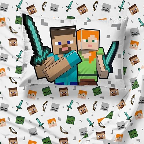 Jay Franco Minecraft Twin Comforter Set Kids Bedding creeper zombie theme