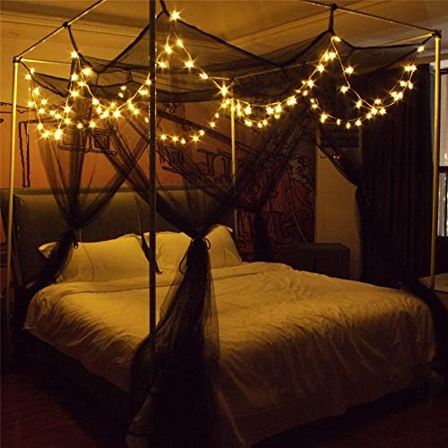 8 Corner Bed Canopy with 100 LED Star String Lights