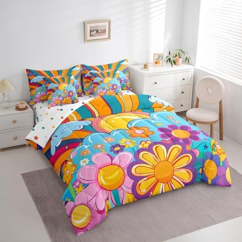 Erosebird Groovy Floral Bedding Comforter Set for Kids