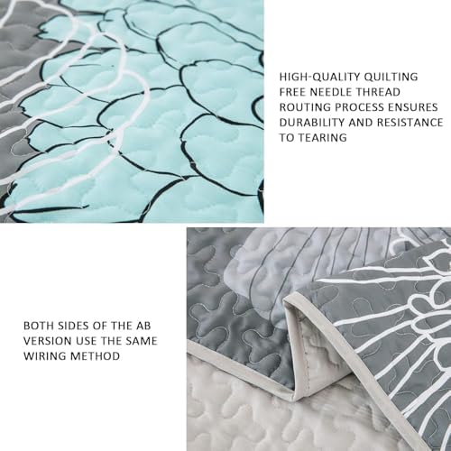 Anibedding Green Floral Quilt Set 3 Piece California King