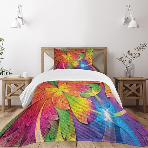 Vibrant Rainbow Curves Bedspread Set