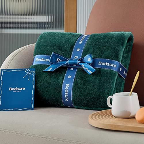 Bedsure Cozy Fleece Luxury Fulton Blanket Queen Size Emerald Green
