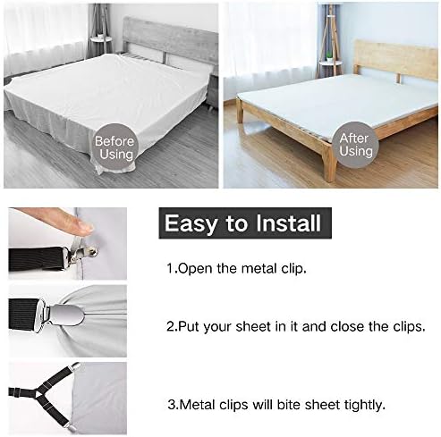 Adjustable Foloda Bed Sheet Fastener 4 Stable Triangle Clips with Nickel Clamps