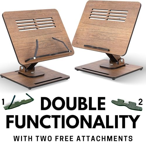 360 Adjustable Wooden Book Stand with Page Clips