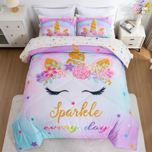 NTBED Unicorn Full Comforter Set for Kids