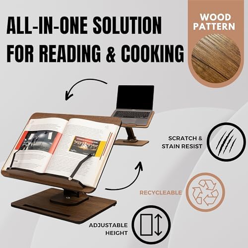360 Adjustable Wooden Book Stand with Page Clips