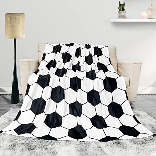 Sinlley Soft Soccer Ball Throw Blanket - 60x50 inch Perfect for Relaxation Coziness