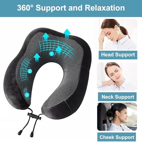 VONCOSS Memory Foam Neck Pillow - 100 Pure Breathable Machine Washable