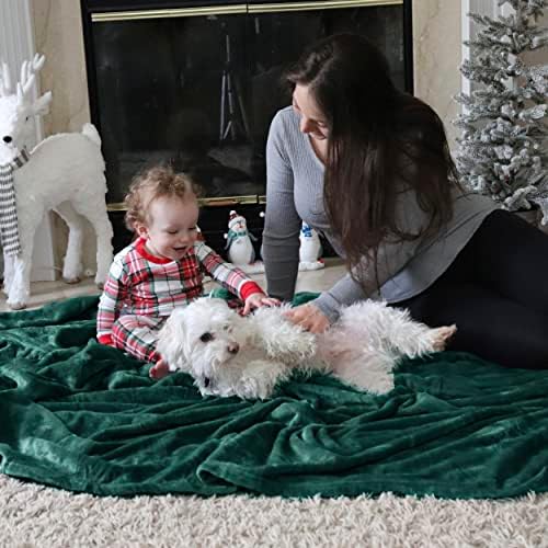 Bedsure Cozy Fleece Luxury Fulton Blanket Queen Size Emerald Green