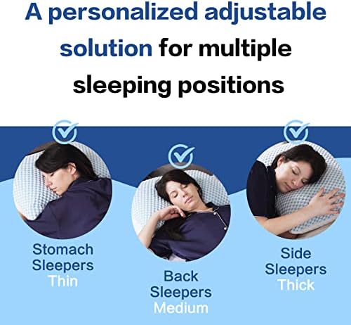 EASELAND Firm Pillow Shredded Memory Foam Adjustable Loft 2 Pack