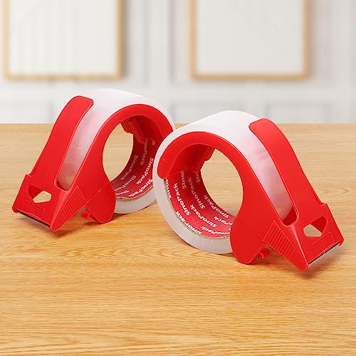 2-Pack Clear Packing Tape with Dispenser for Moving and Shipping