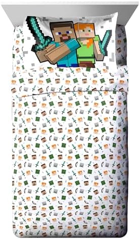 Jay Franco Minecraft Twin Comforter Set Kids Bedding creeper zombie theme