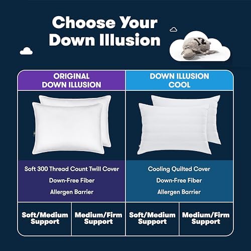 Serta Down Illusion Soft Hypoallergenic Bed Pillows