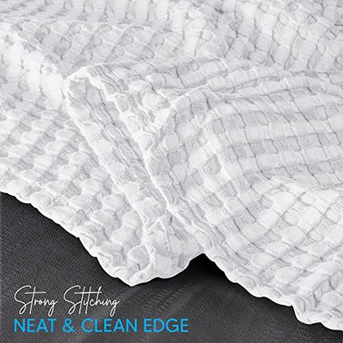 Utopia Bedding White 100Cotton Waffle Blanket 90x90 Queen - Lightweight Breathable Soft Machine Washable