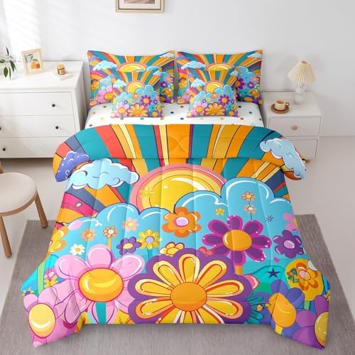 Erosebird Groovy Floral Bedding Comforter Set for Kids