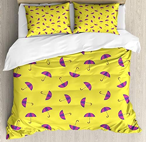 Ambesonne - Retro Duvet Cover Set with Rainy Patterns for King Bed