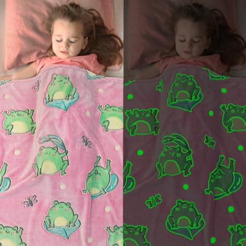 Cute Frog Glow-in-the-Dark Blanket for Kids