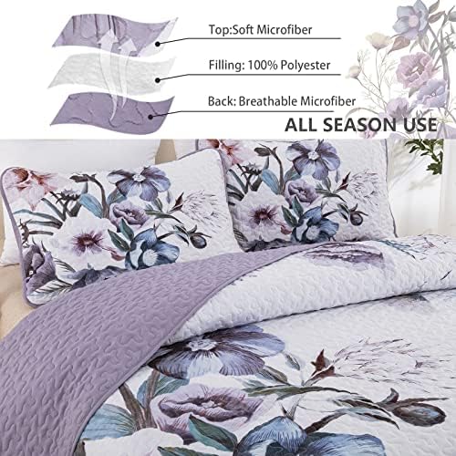 Drucon Purple Floral Quilt Set King Size
