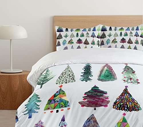 Christmas Duvet Cover Set Fir Tree Abstract Silhouettes California King
