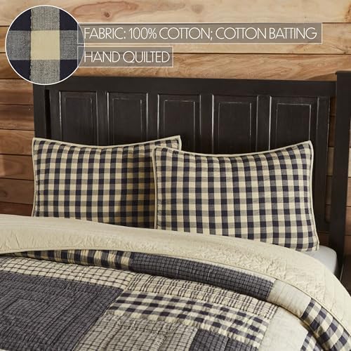 VHC Brands My Country Standard Quilted Sham 21x27 Navy Bedding
