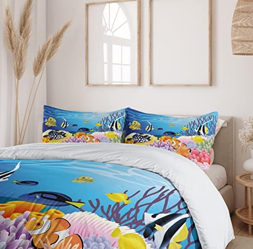 Eco-Friendly Fish Duvet Cover Set with Coral Reefs