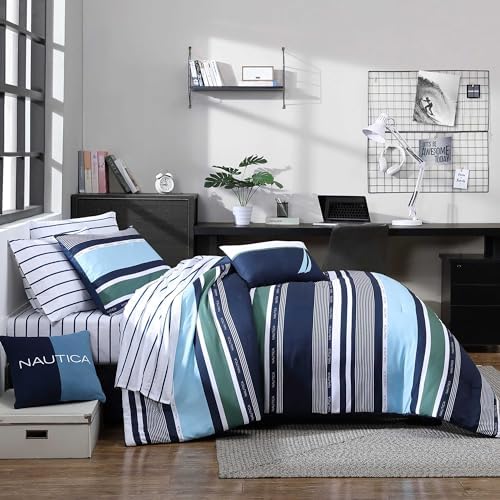Nautica Twin Comforter Set with Matching Sham and Throw Pillows 1