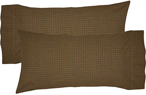 VHC Tea Cabin King Pillow Case Set Moss Green