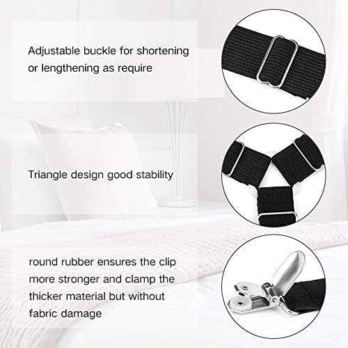 Adjustable Foloda Bed Sheet Fastener 4 Stable Triangle Clips with Nickel Clamps