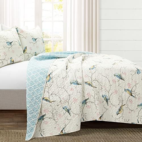 Lush Decor Botanical Bird and Flower Quilt Set King