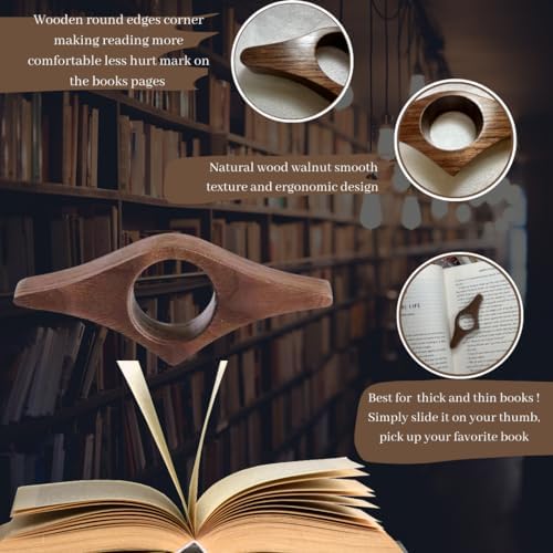 Handmade Walnut Thumb Book Page Holder Perfect for Reading on the Go