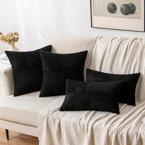 Stylish Black Pillow Covers for Living Room or Bed