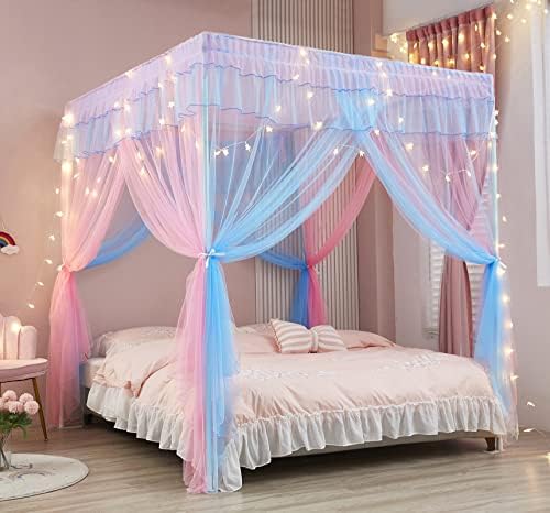 Rainbow Canopy Bed Drapes for Girls