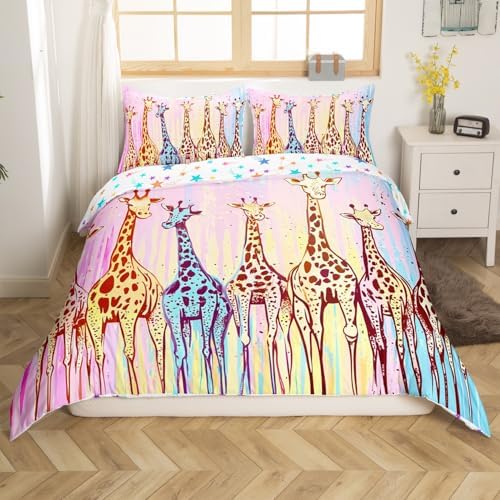 Giraffe Bedding Set Full Size Duvet Cover Pillowcases Eco-Friendly Durable