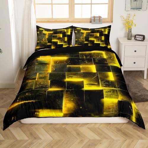 Erosebridal Abstract Duvet Cover Bed Set - Black Yellow Full Bedding