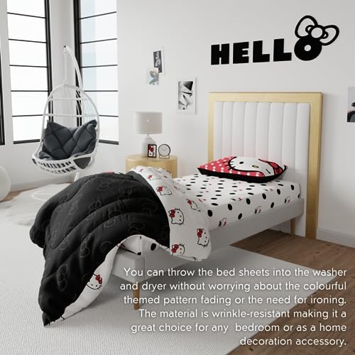 Franco Hello Kitty Polka Dot Super Soft Twin Sheet Set