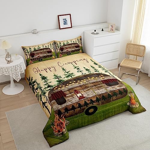 Erosebird Camping Comforter Set for Boys Girls Camper Bedding