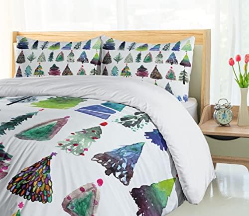 Christmas Duvet Cover Set Fir Tree Abstract Silhouettes California King
