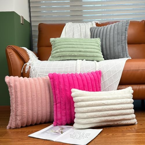 Two 18x18 Faux Fur Pillow Covers Set - Unique Design