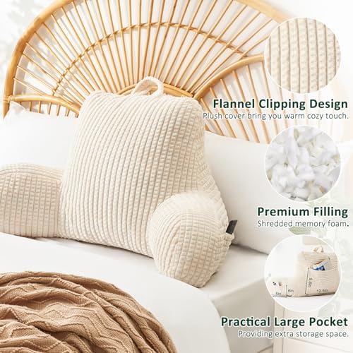 Loves Cabin Ergonomic Bed Reading Pillow with Pockets