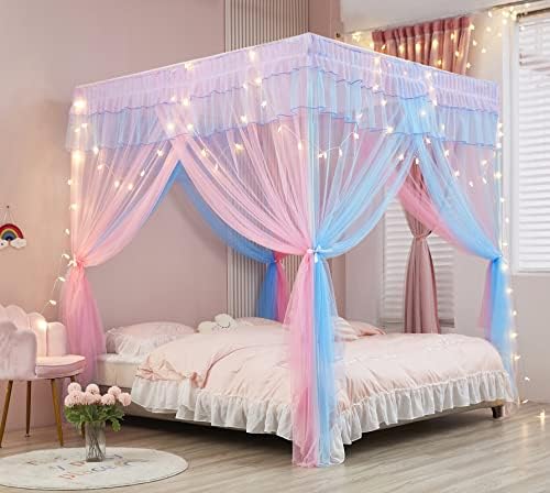 Rainbow Canopy Bed Drapes for Girls