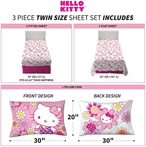 Franco Kids Bedding Super Soft Microfiber Sheet Set Twin Hello Kitty