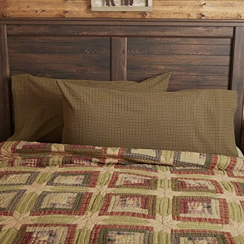 VHC Tea Cabin King Pillow Case Set Moss Green