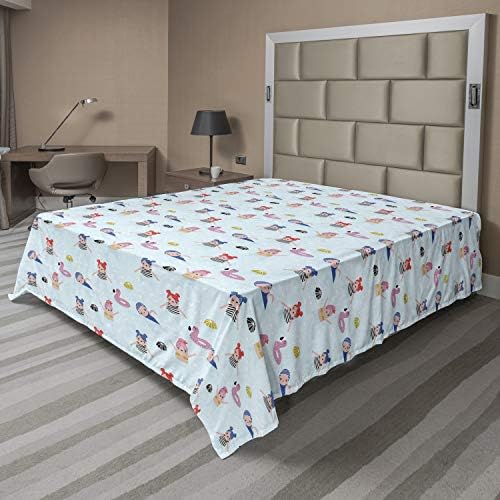 Ambesonne Summer Flat Sheet for Kids