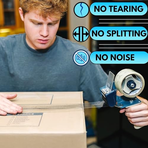 Clear Packing Tape Heavy Duty Refill No Noise 6 Rolls 60 Yds