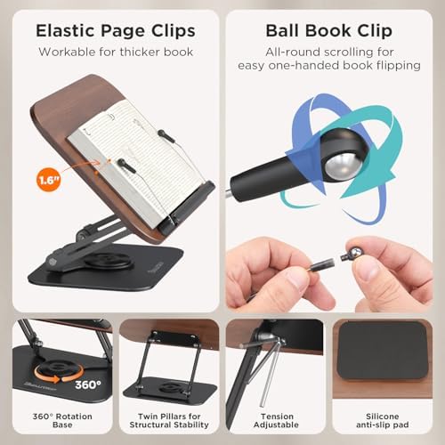 Ergonomic 360 Adjustable Durable Book Stand for Office Study Kitchen More