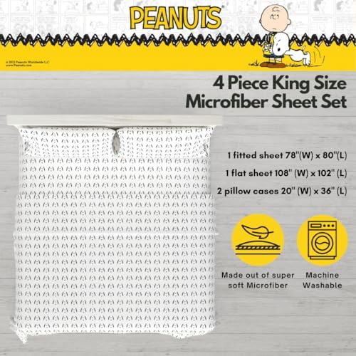 Franco Collectibles Peanuts Snoopy King Sheet Set