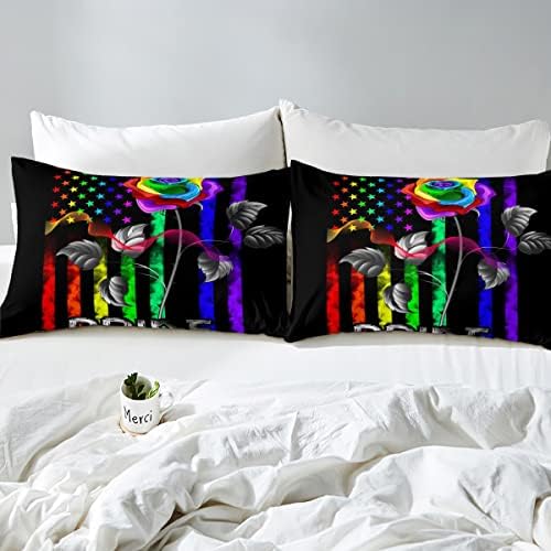 LGBTQ Pride Blossoming Comfort Style Duvet Cover Queen Size Set