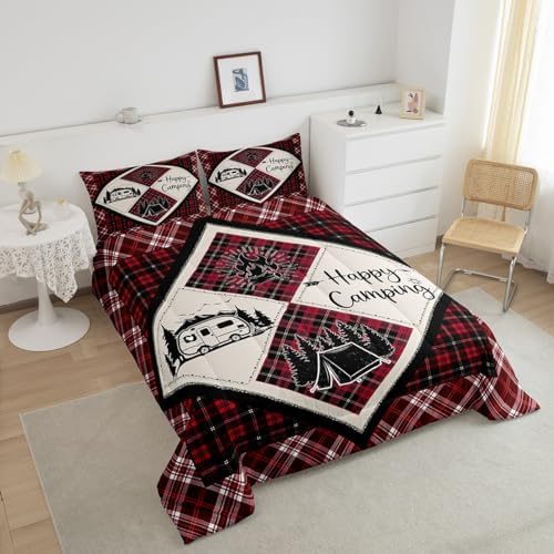Feelyou Camper Comforter Set Twin Black Red